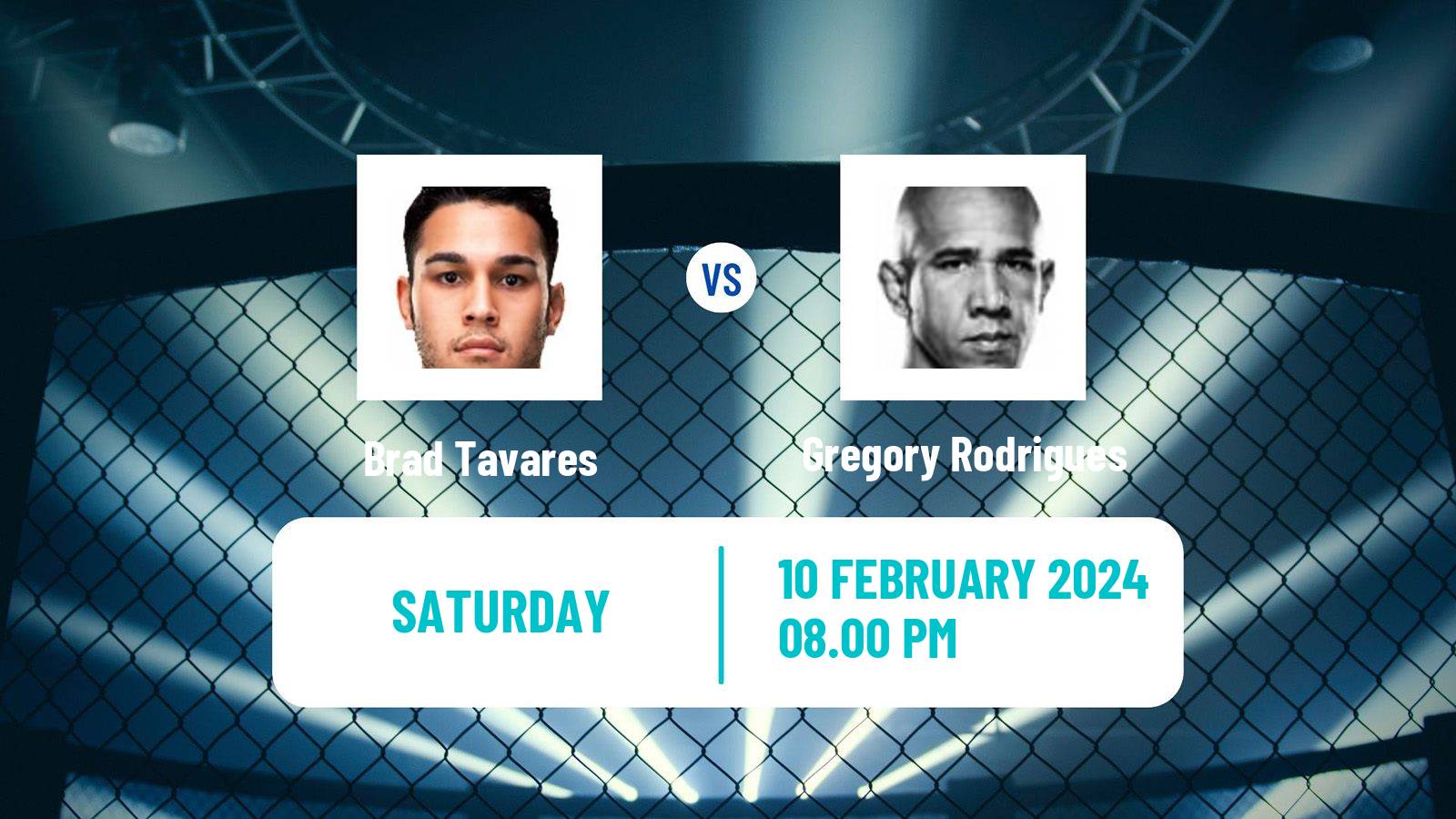 MMA Middleweight UFC Men Brad Tavares - Gregory Rodrigues