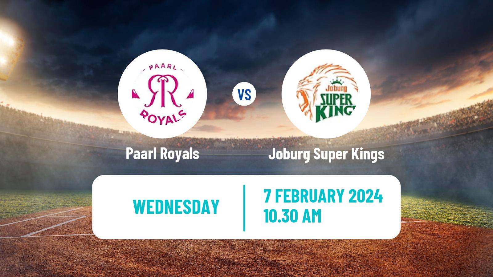Cricket South African SA20 Paarl Royals - Joburg Super Kings