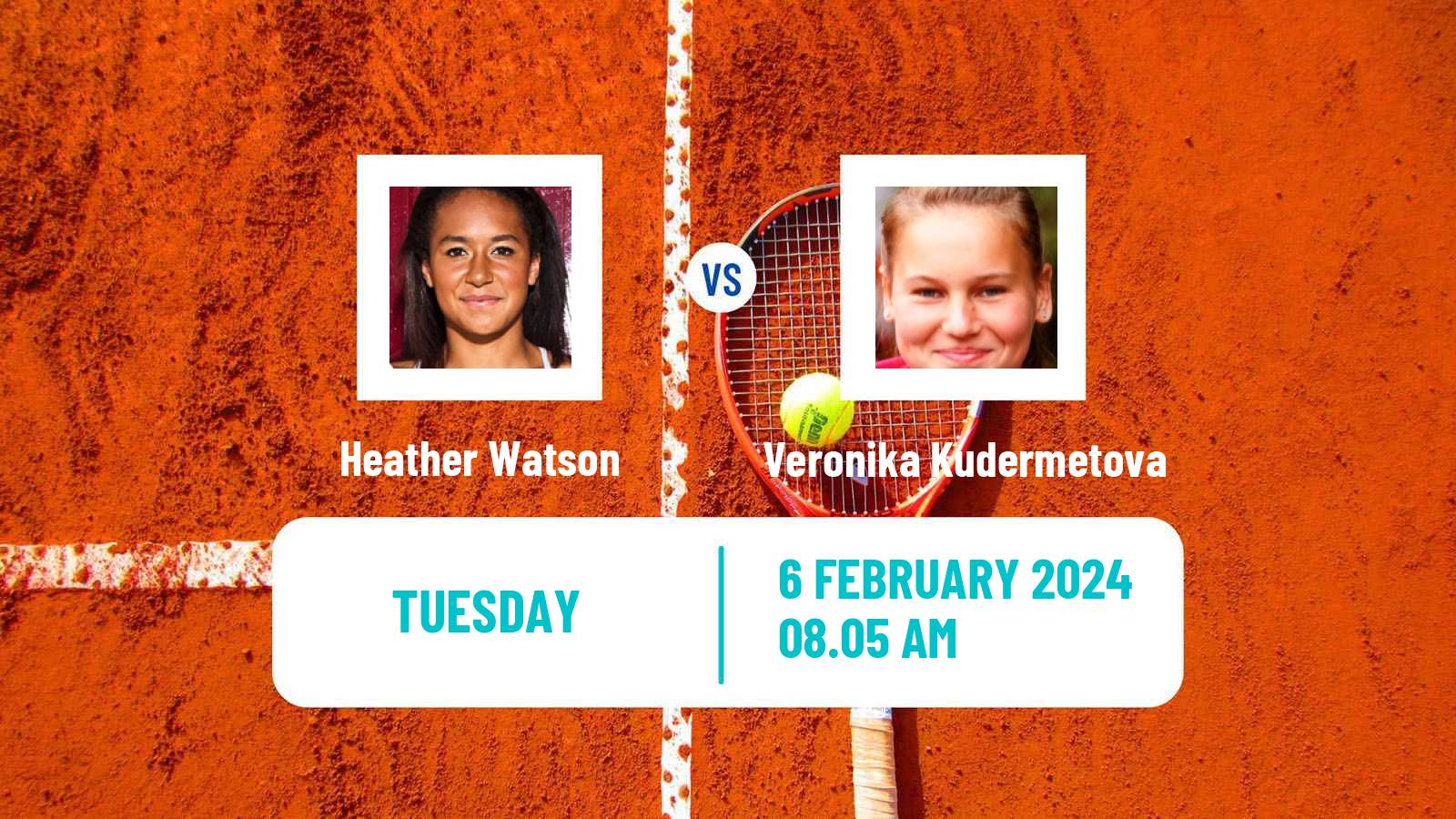 Tennis WTA Abu Dhabi Heather Watson - Veronika Kudermetova