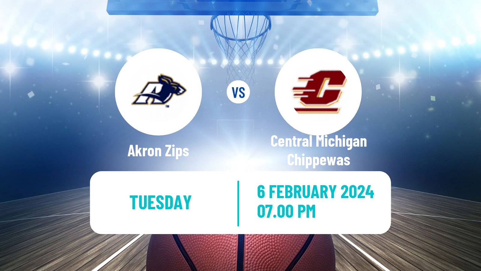 Basketball NCAA College Basketball Akron Zips - Central Michigan Chippewas