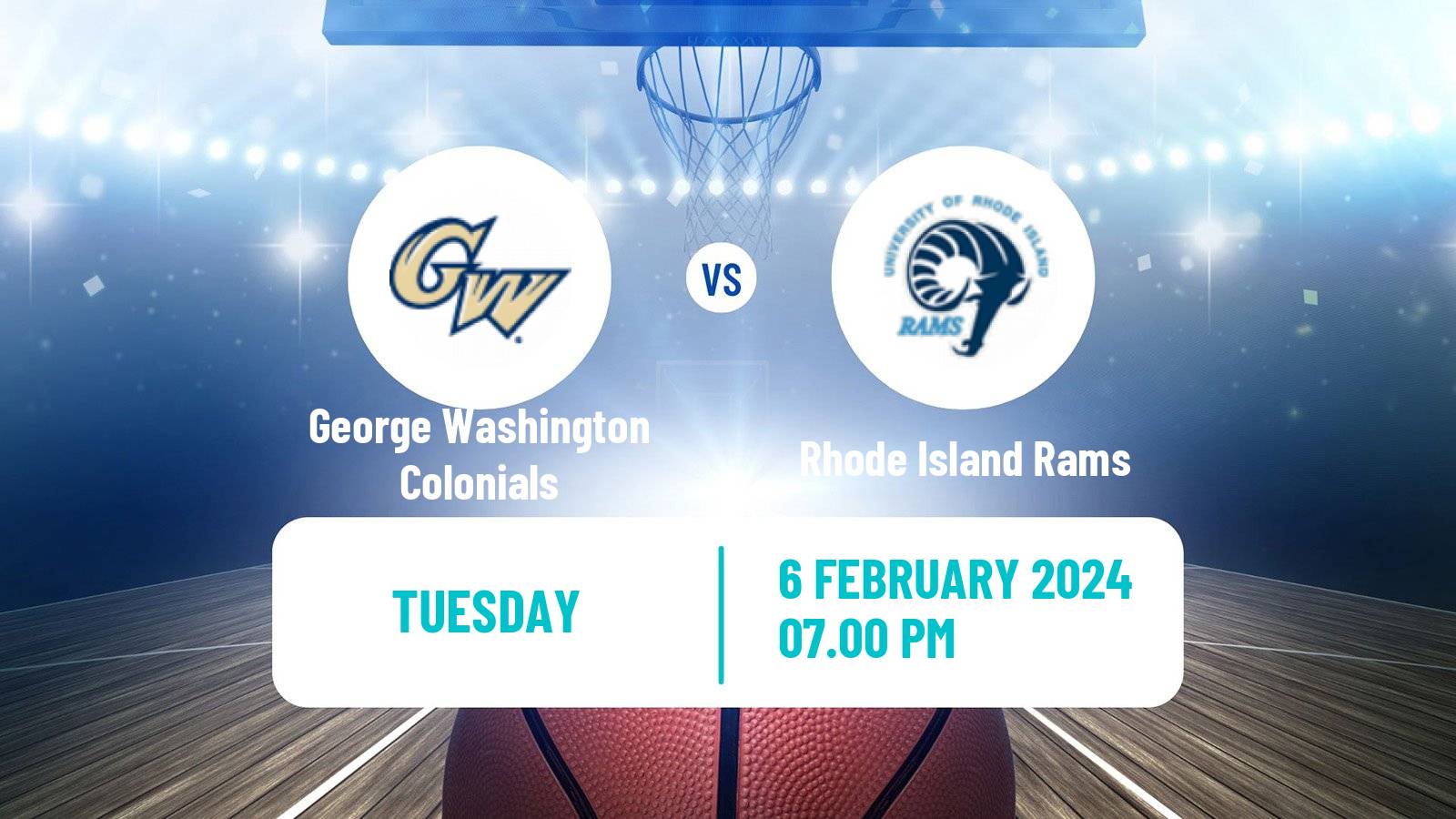 Basketball NCAA College Basketball George Washington Colonials - Rhode Island Rams
