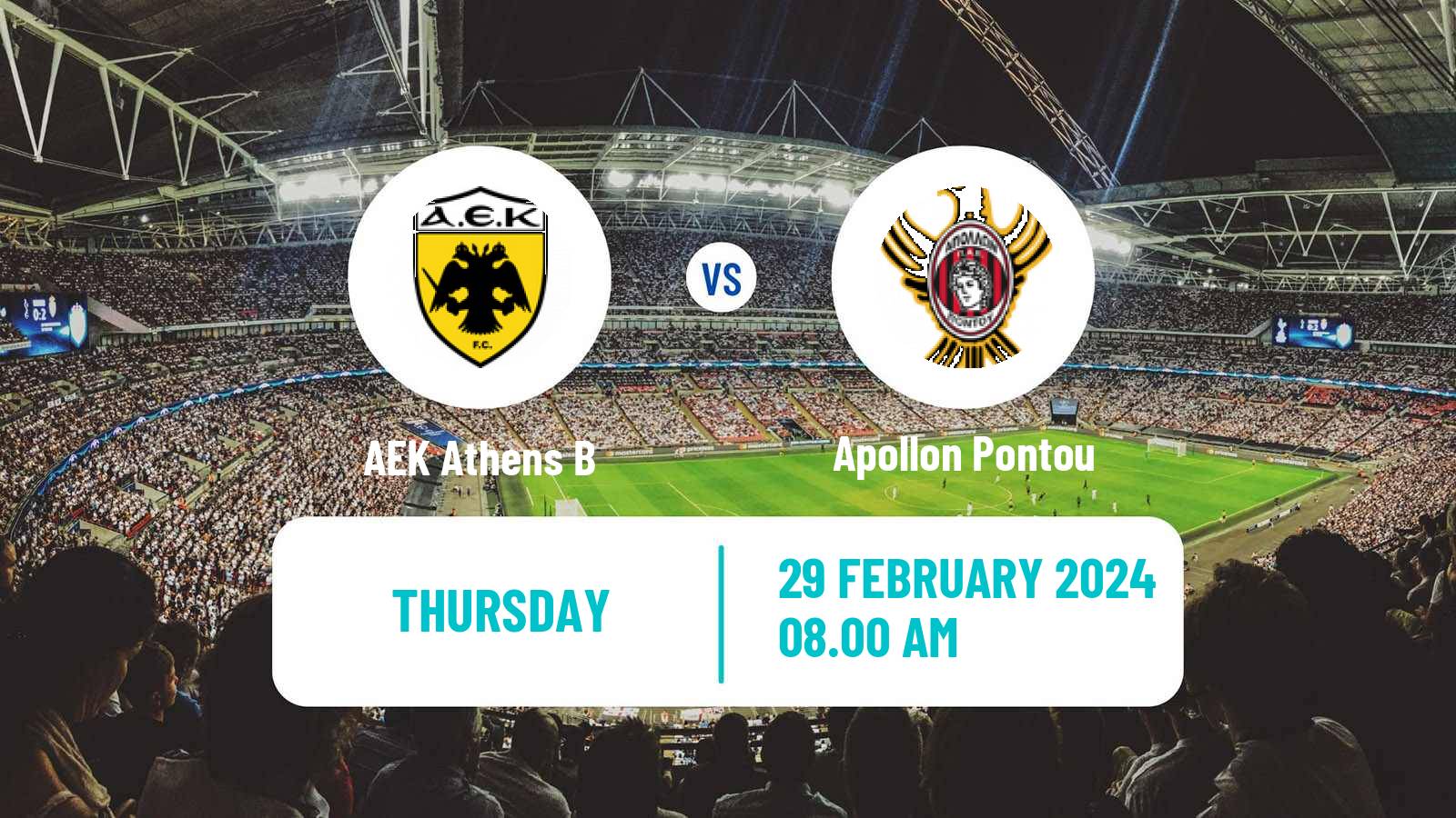 Soccer Greek Super League 2 AEK B - Apollon Pontou