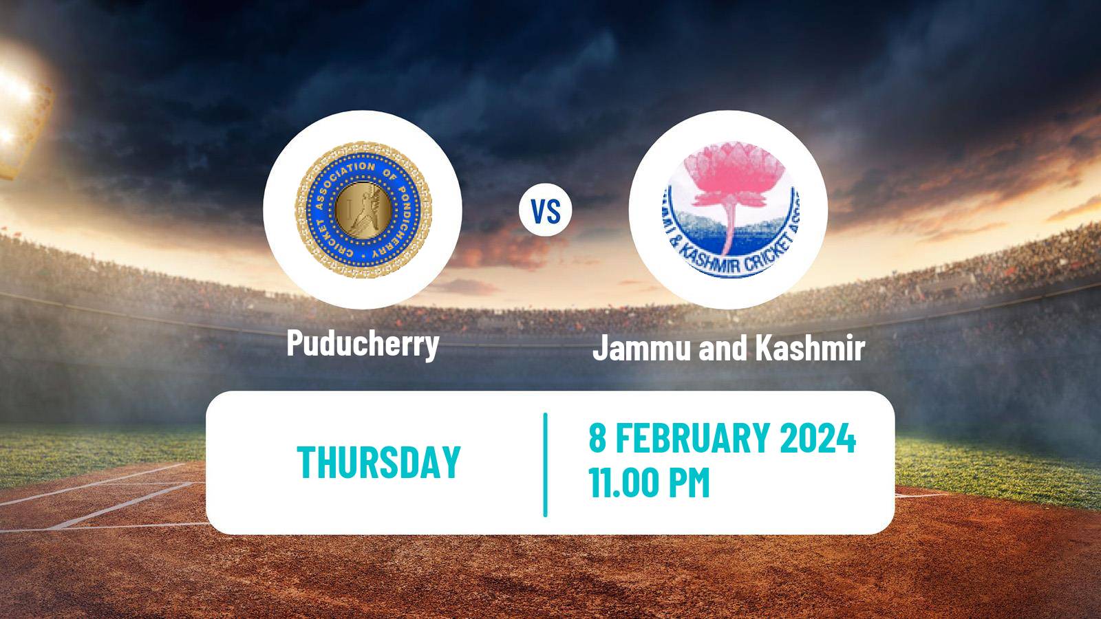 Cricket Ranji Trophy Puducherry - Jammu and Kashmir
