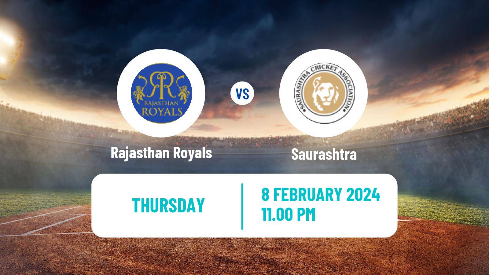 Cricket Ranji Trophy Rajasthan Royals - Saurashtra