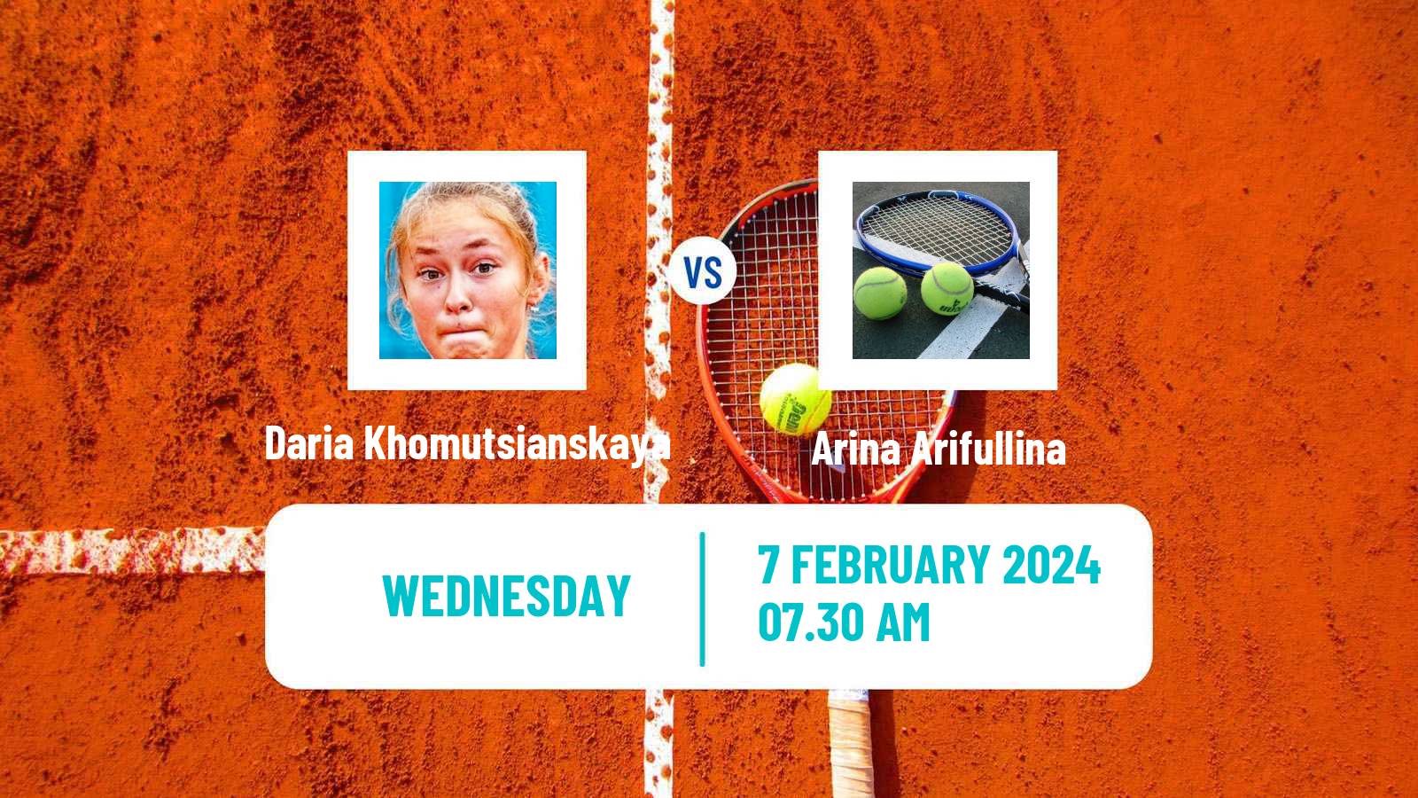 Tennis ITF W15 Sharm Elsheikh Women Daria Khomutsianskaya - Arina Arifullina