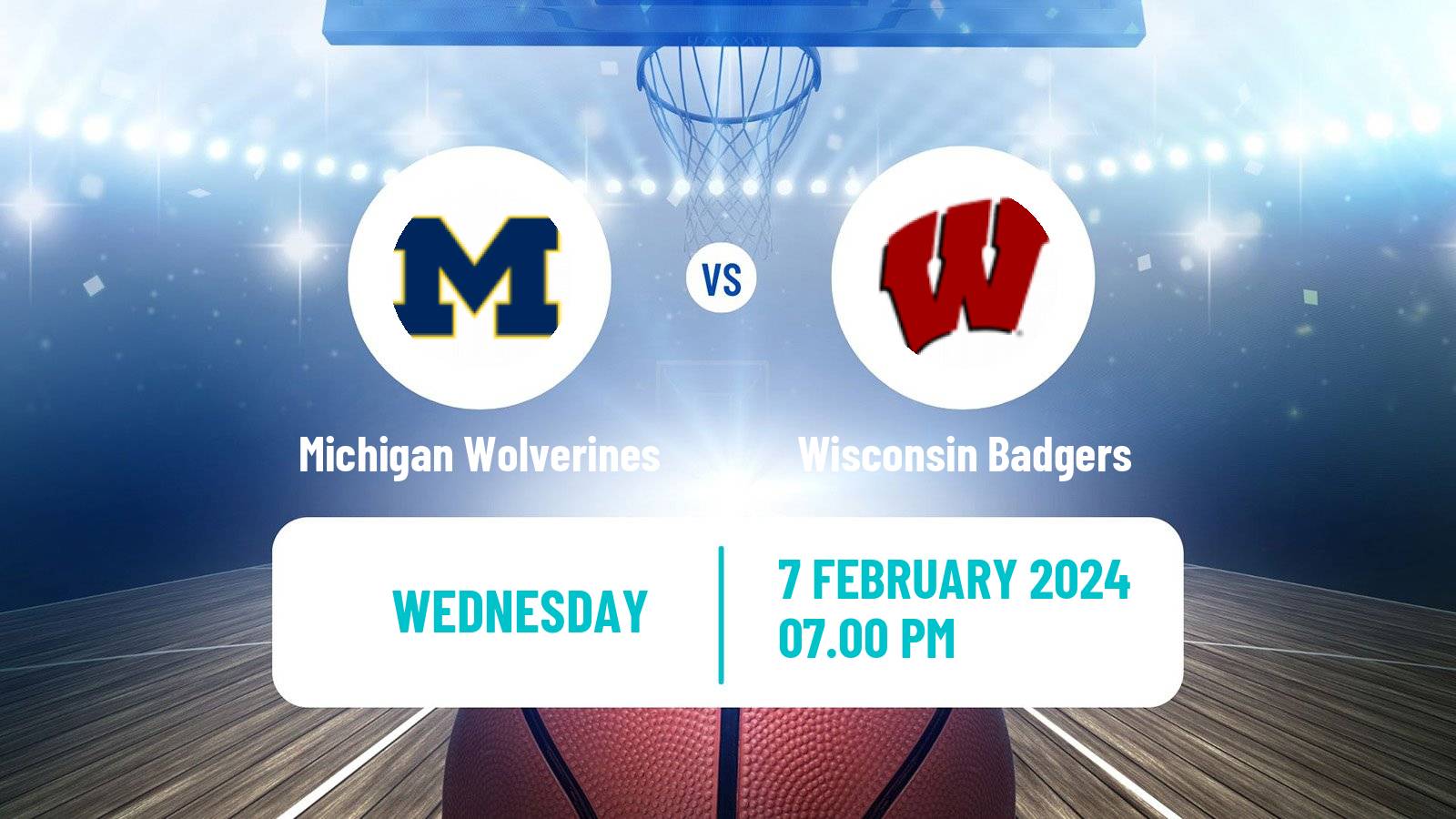 Basketball NCAA College Basketball Michigan Wolverines - Wisconsin Badgers