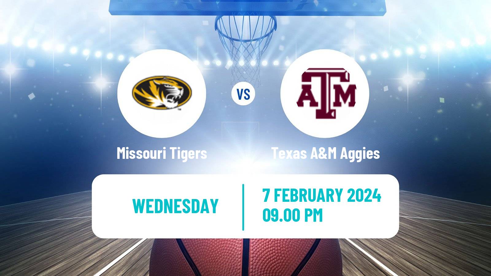 Basketball NCAA College Basketball Missouri Tigers - Texas A&M Aggies