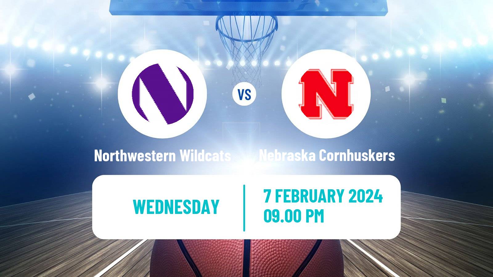Basketball NCAA College Basketball Northwestern Wildcats - Nebraska Cornhuskers