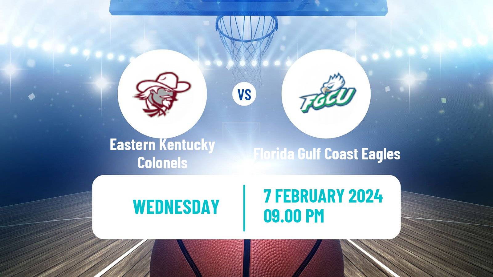 Basketball NCAA College Basketball Eastern Kentucky Colonels - Florida Gulf Coast Eagles