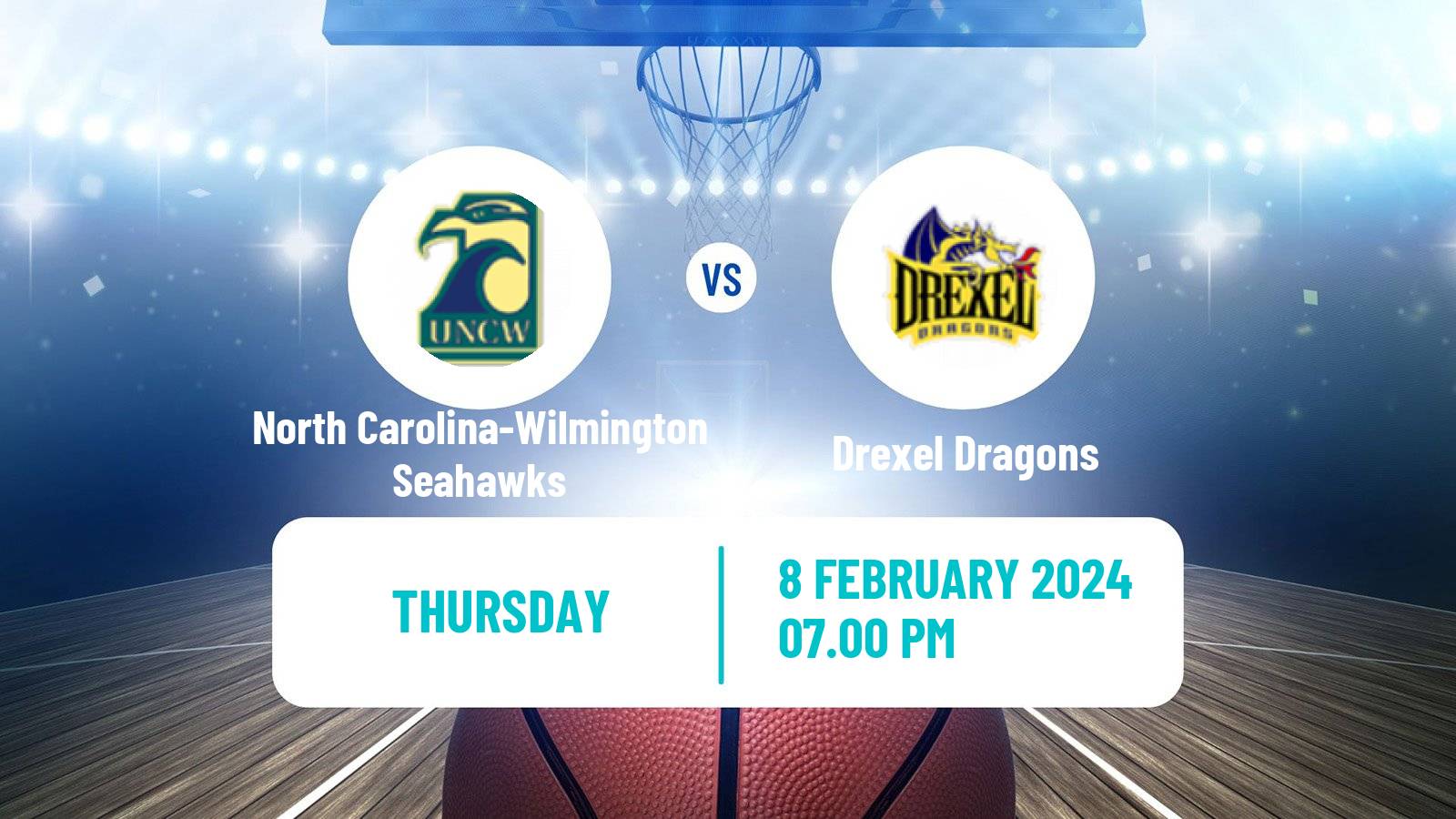 Basketball NCAA College Basketball North Carolina-Wilmington Seahawks - Drexel Dragons