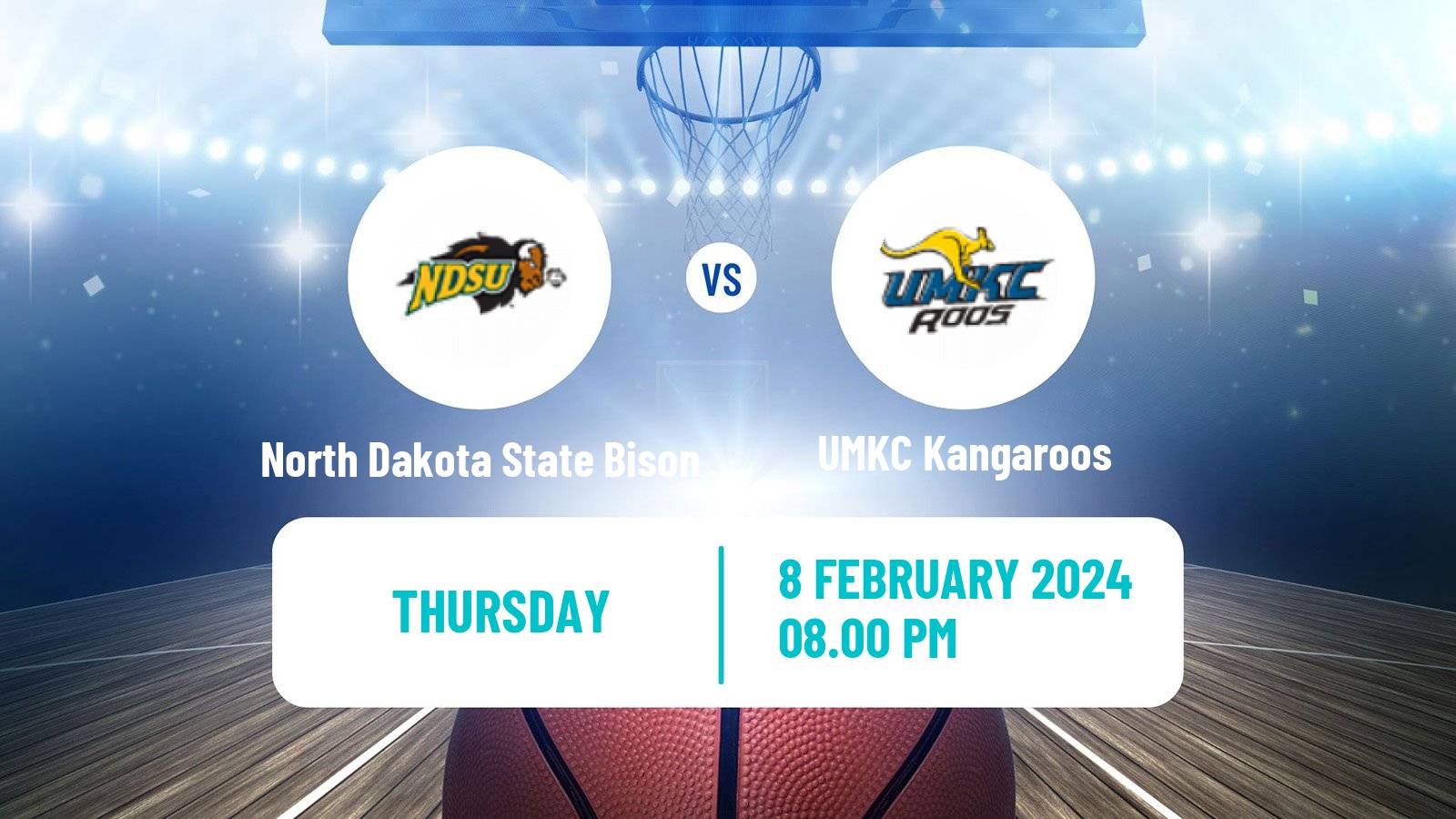 Basketball NCAA College Basketball North Dakota State Bison - UMKC Kangaroos