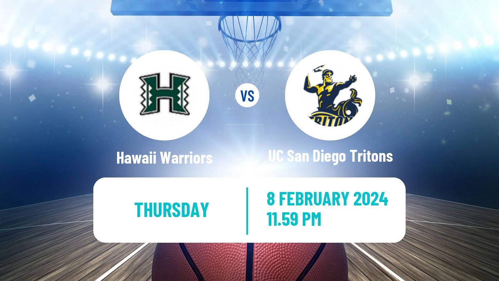 Basketball NCAA College Basketball Hawaii Warriors - UC San Diego Tritons