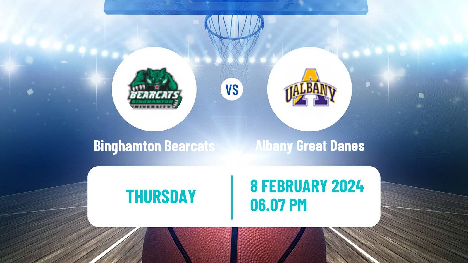 Basketball NCAA College Basketball Binghamton Bearcats - Albany Great Danes