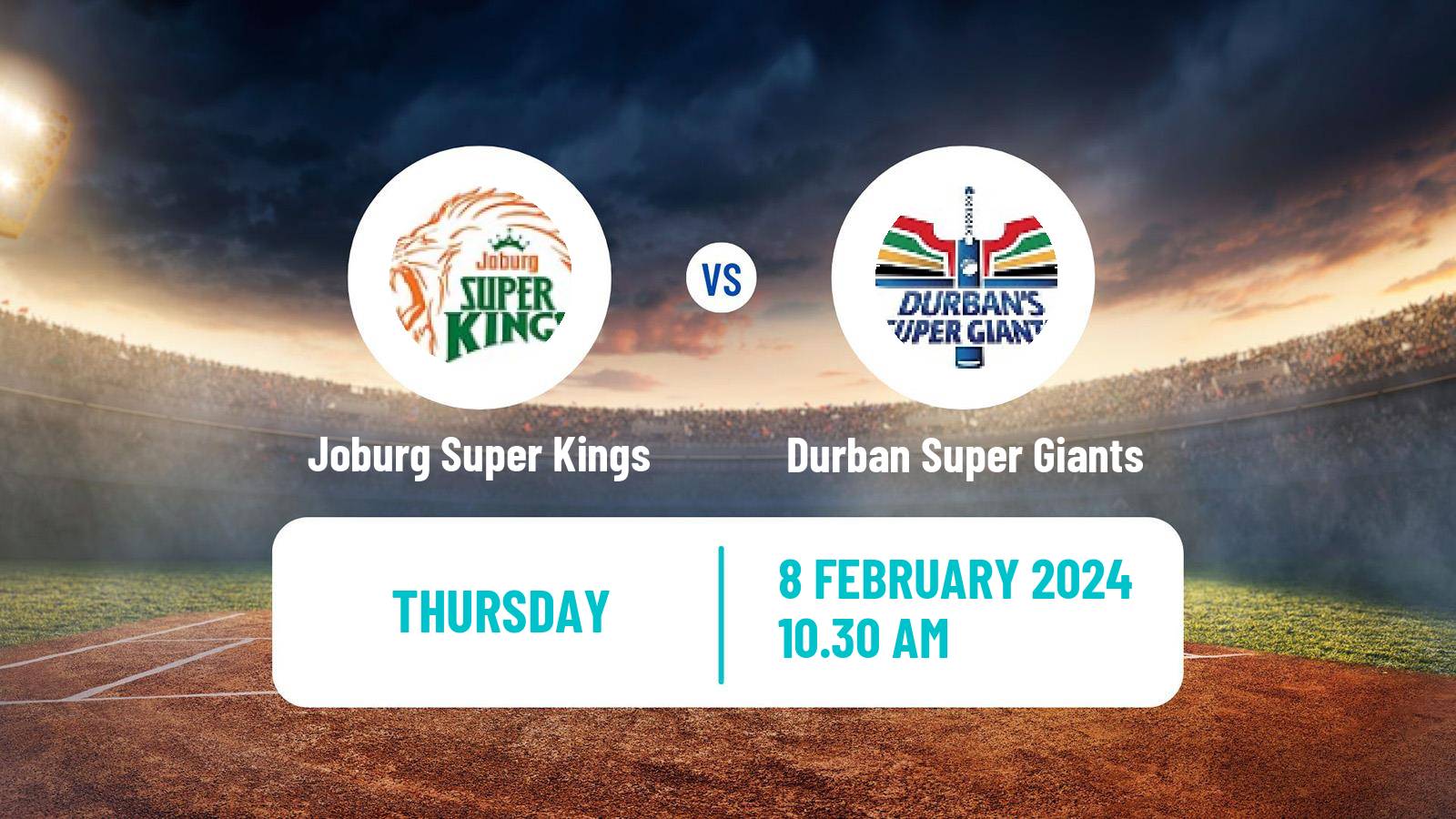 Cricket South African SA20 Joburg Super Kings - Durban Super Giants