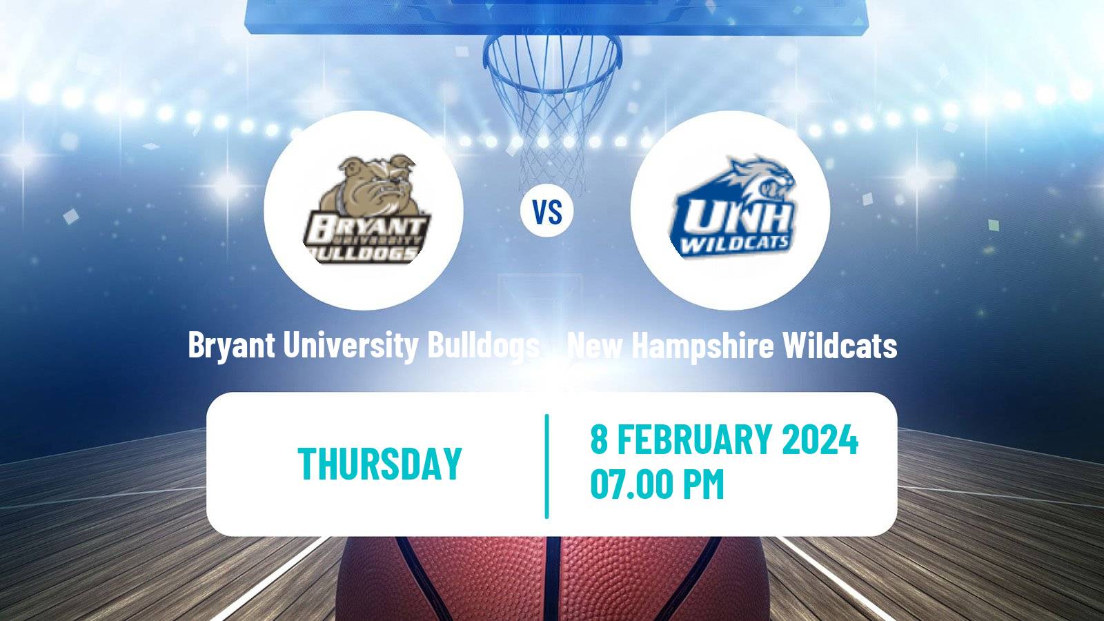 Basketball NCAA College Basketball Bryant University Bulldogs - New Hampshire Wildcats