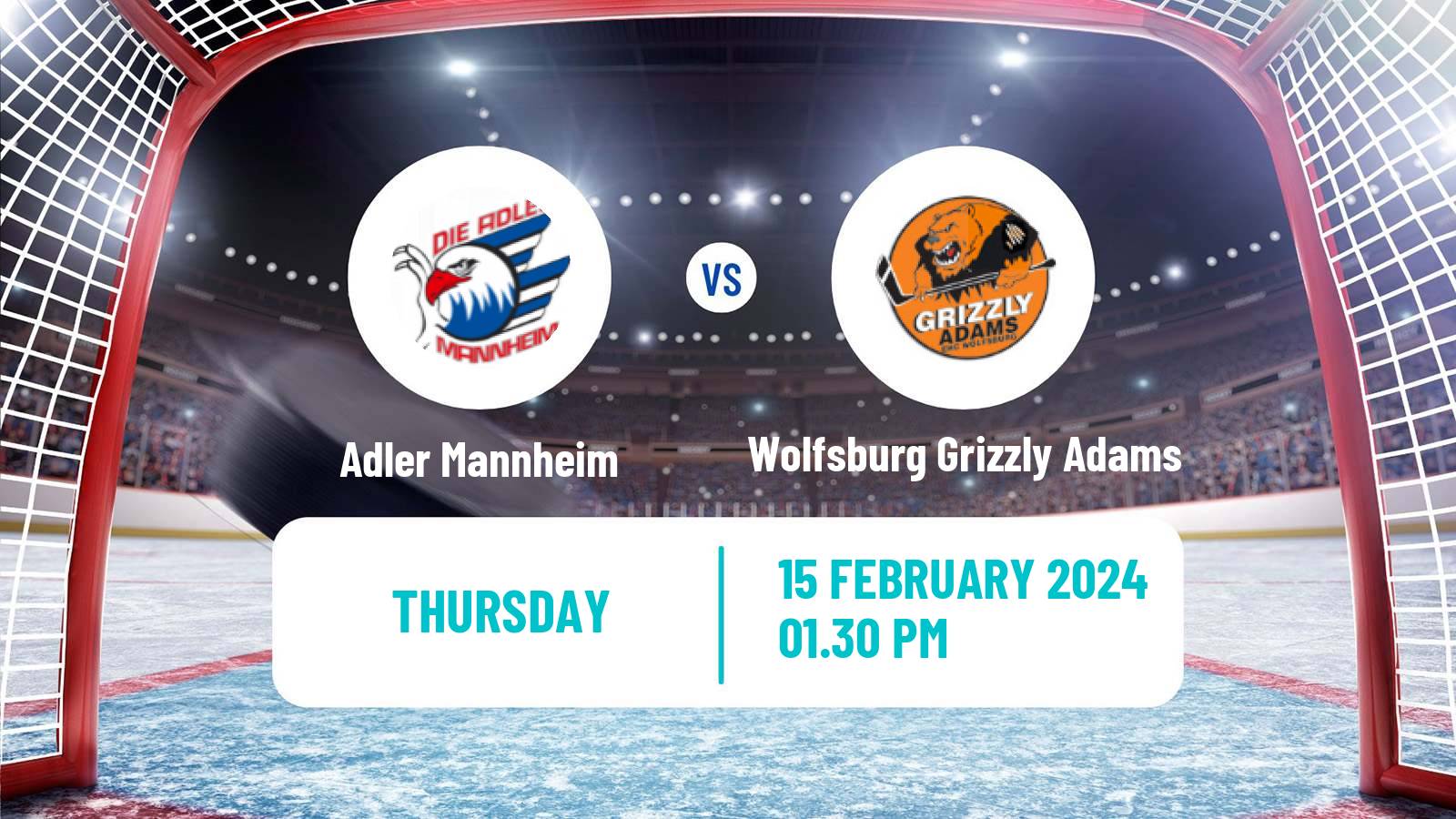 Hockey German Ice Hockey League Adler Mannheim - Wolfsburg Grizzly Adams