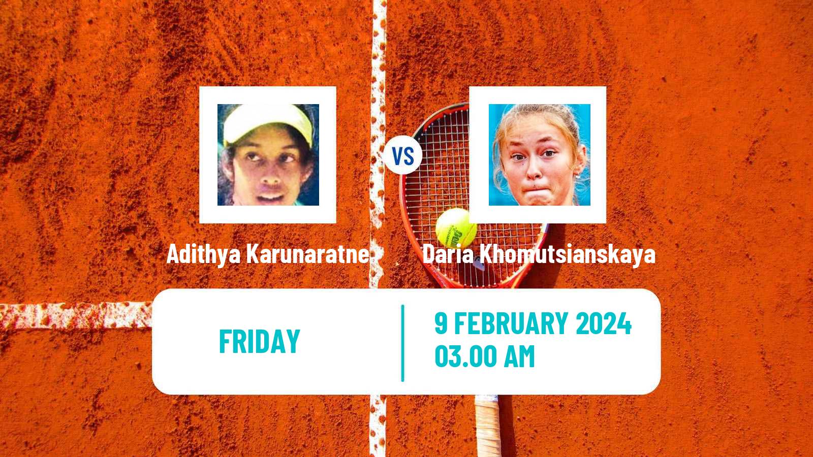 Tennis ITF W15 Sharm Elsheikh Women Adithya Karunaratne - Daria Khomutsianskaya