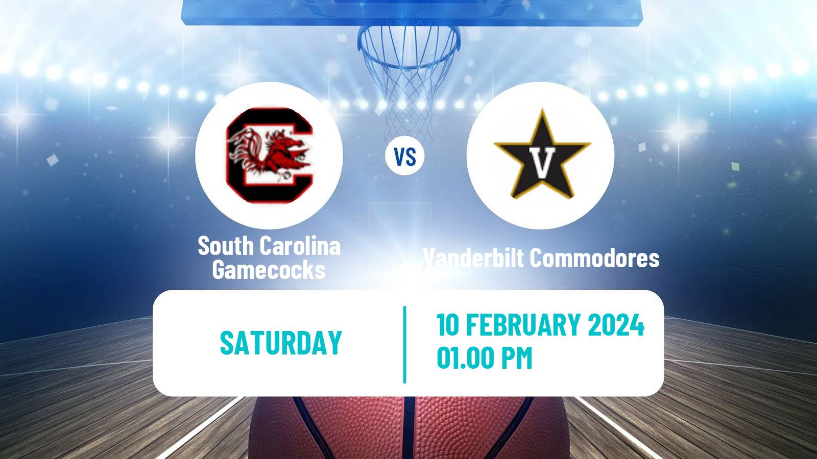 Basketball NCAA College Basketball South Carolina Gamecocks - Vanderbilt Commodores