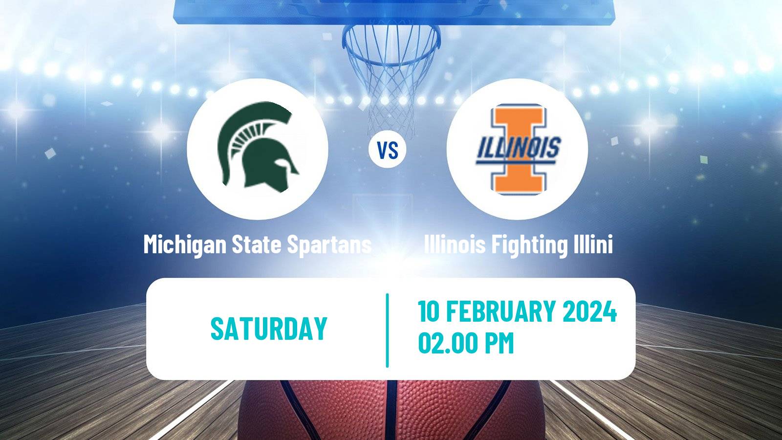 Basketball NCAA College Basketball Michigan State Spartans - Illinois Fighting Illini