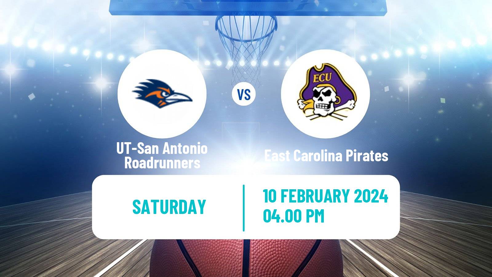 Basketball NCAA College Basketball UT-San Antonio Roadrunners - East Carolina Pirates