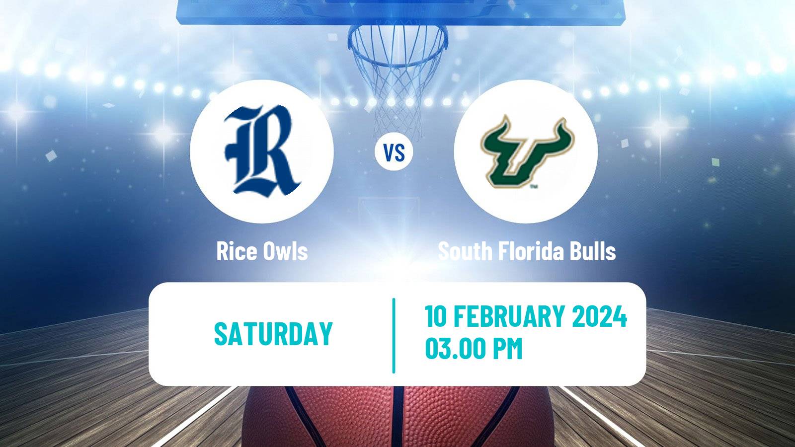 Basketball NCAA College Basketball Rice Owls - South Florida Bulls