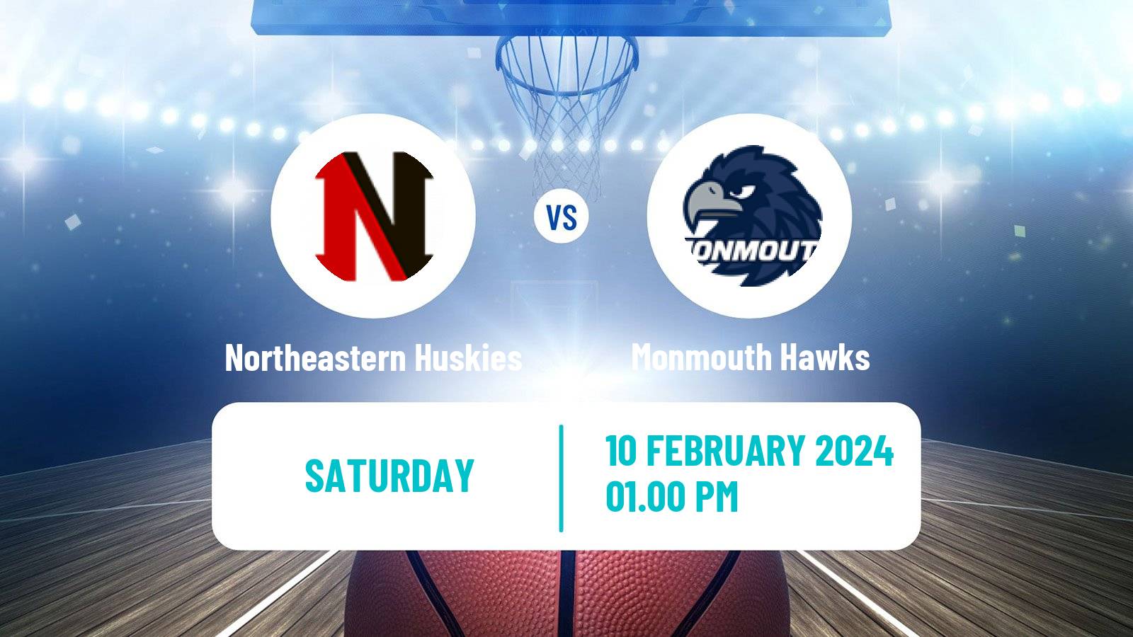 Basketball NCAA College Basketball Northeastern Huskies - Monmouth Hawks