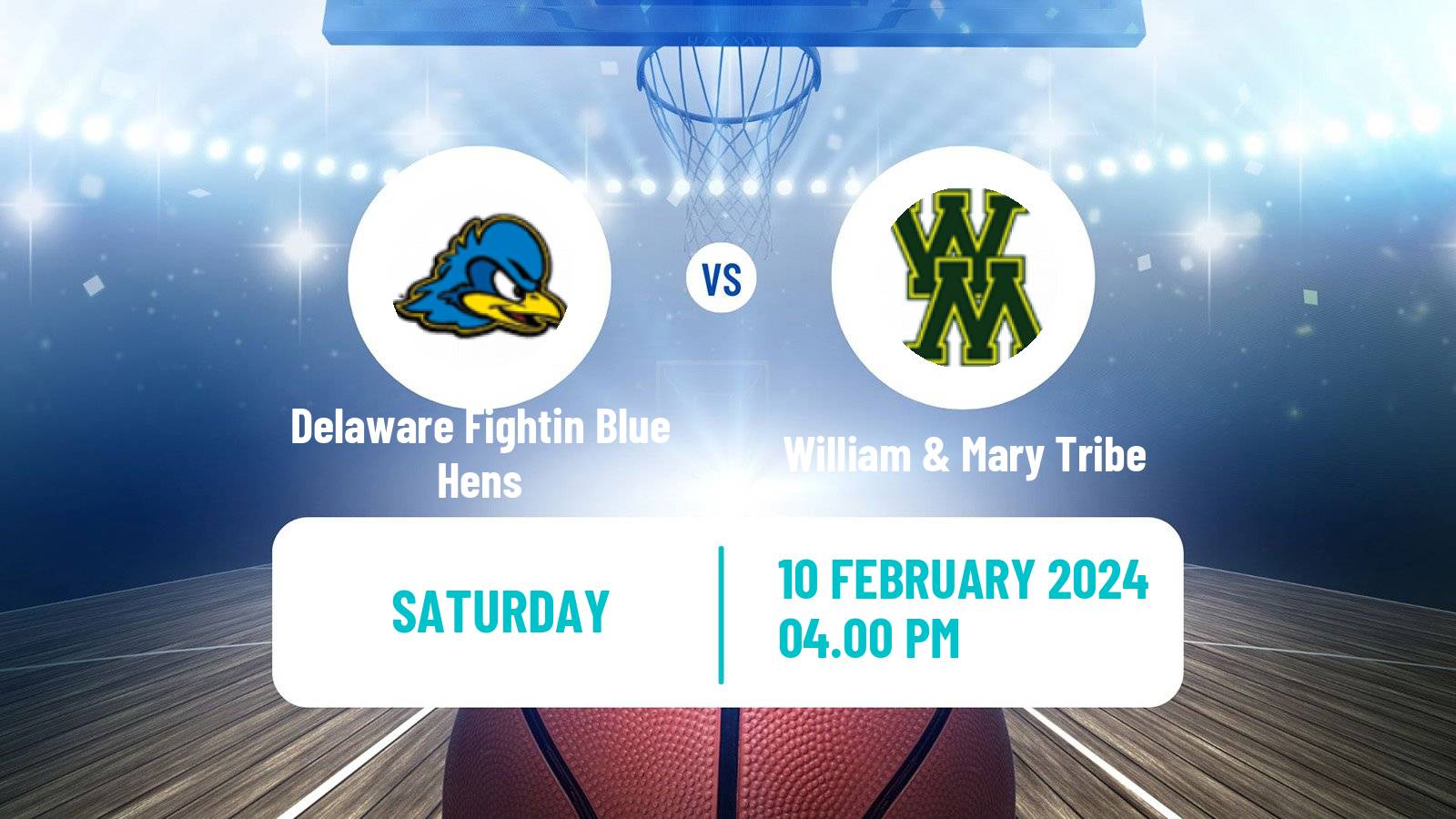 Basketball NCAA College Basketball Delaware Fightin Blue Hens - William & Mary Tribe