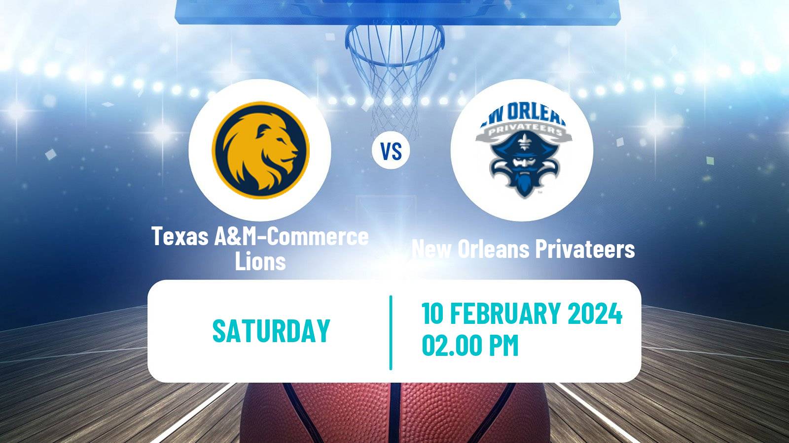 Basketball NCAA College Basketball Texas A&M–Commerce Lions - New Orleans Privateers