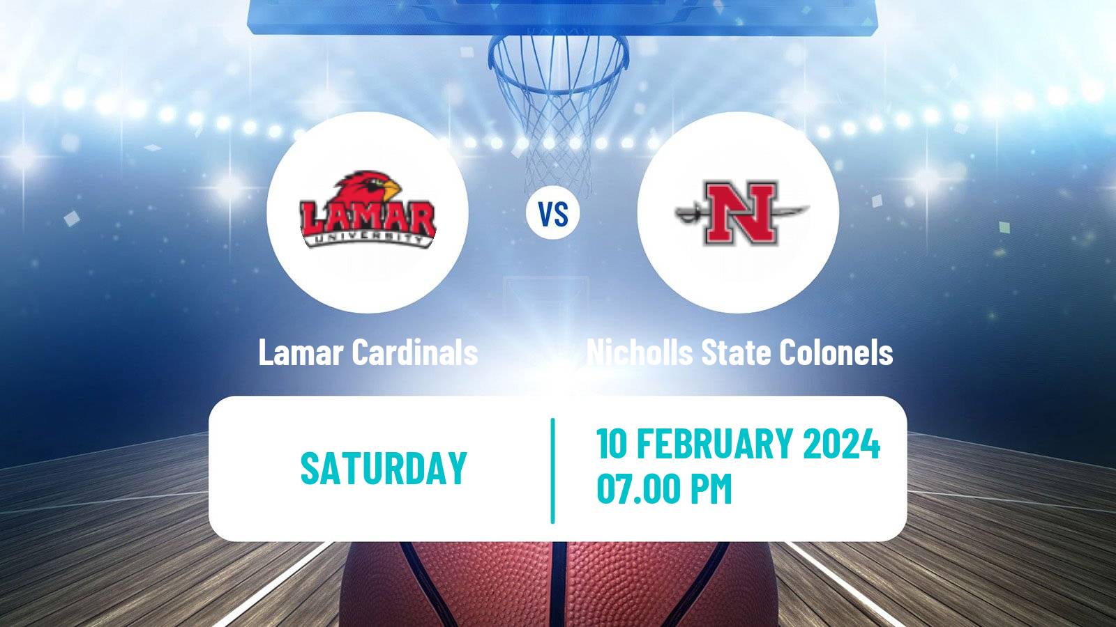Basketball NCAA College Basketball Lamar Cardinals - Nicholls State Colonels