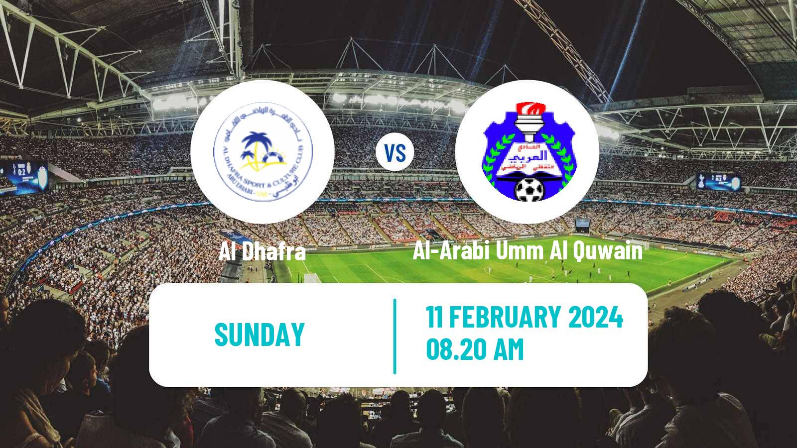 Soccer UAE Division 1 Al Dhafra - Al-Arabi Umm Al Quwain