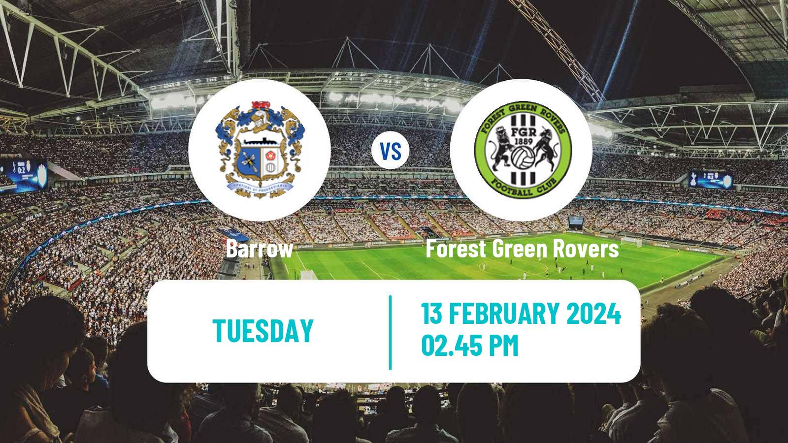Soccer English League Two Barrow - Forest Green Rovers