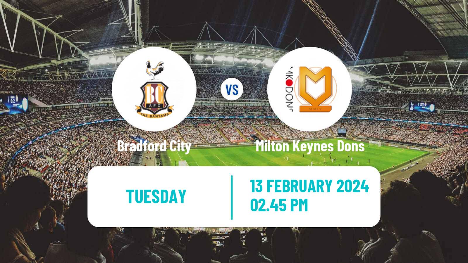 Soccer English League Two Bradford City - Milton Keynes Dons