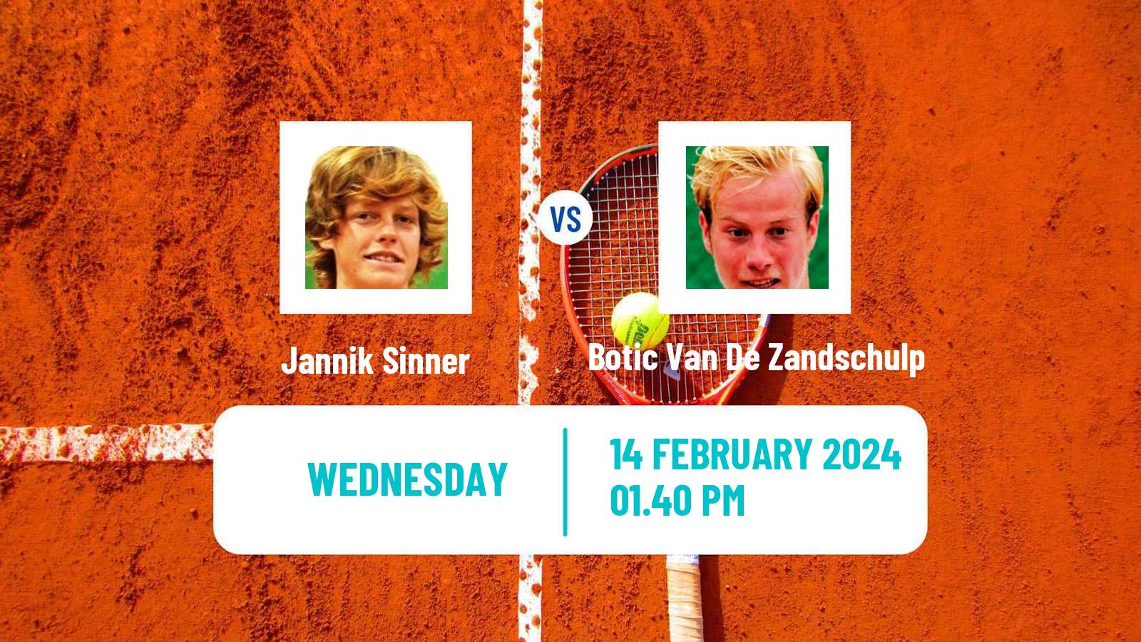 Tennis ATP Rotterdam Jannik Sinner - Botic Van De Zandschulp