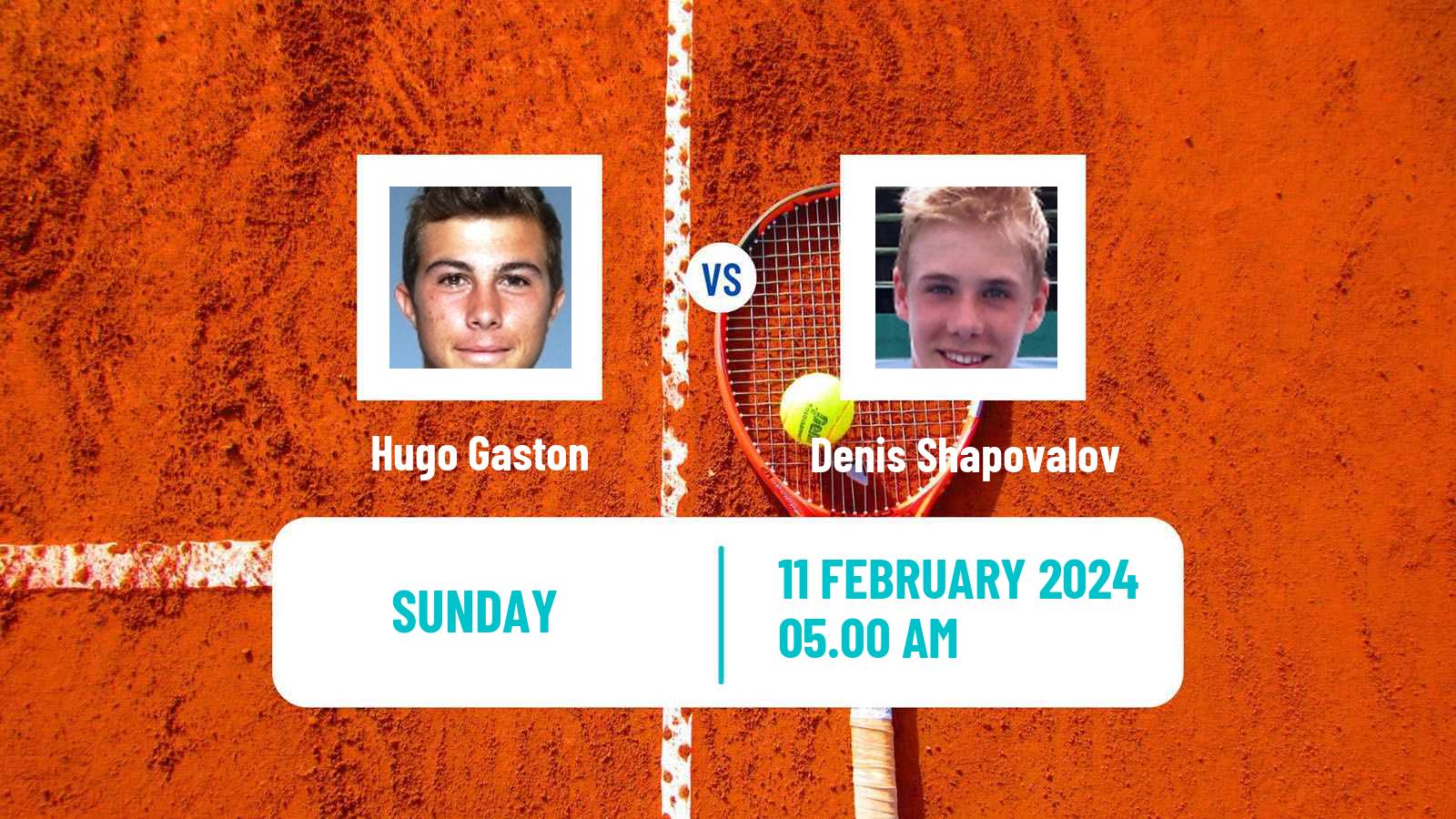 Tennis ATP Rotterdam Hugo Gaston - Denis Shapovalov
