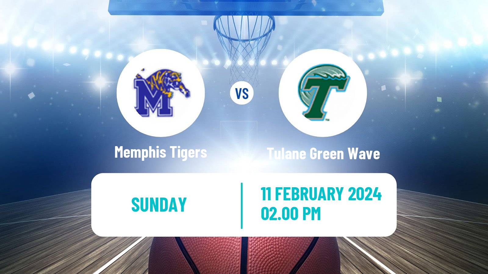 Basketball NCAA College Basketball Memphis Tigers - Tulane Green Wave