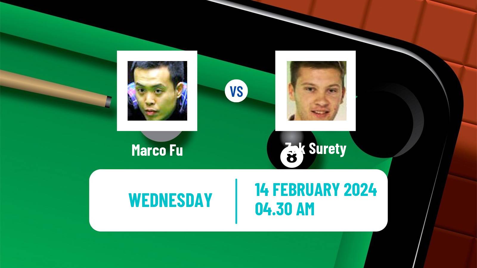 Snooker Welsh Open Marco Fu - Zak Surety