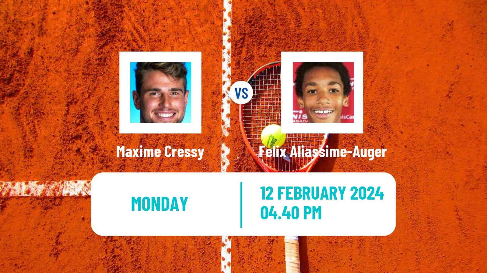 Tennis ATP Rotterdam Maxime Cressy - Felix Aliassime-Auger