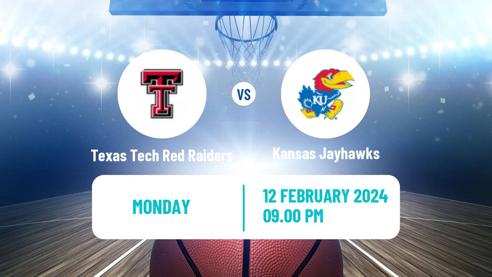 Basketball NCAA College Basketball Texas Tech Red Raiders - Kansas Jayhawks