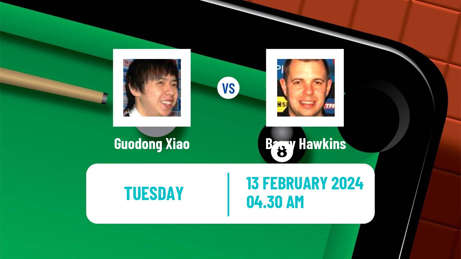 Snooker Welsh Open Guodong Xiao - Barry Hawkins