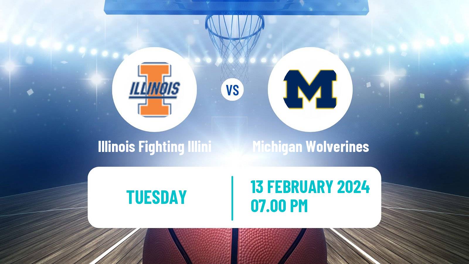 Basketball NCAA College Basketball Illinois Fighting Illini - Michigan Wolverines