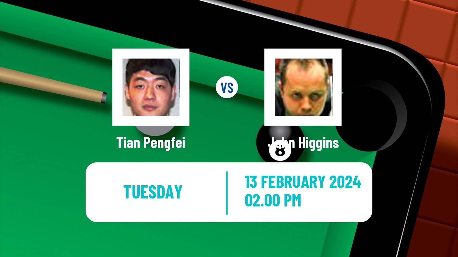 Snooker Welsh Open Tian Pengfei - John Higgins