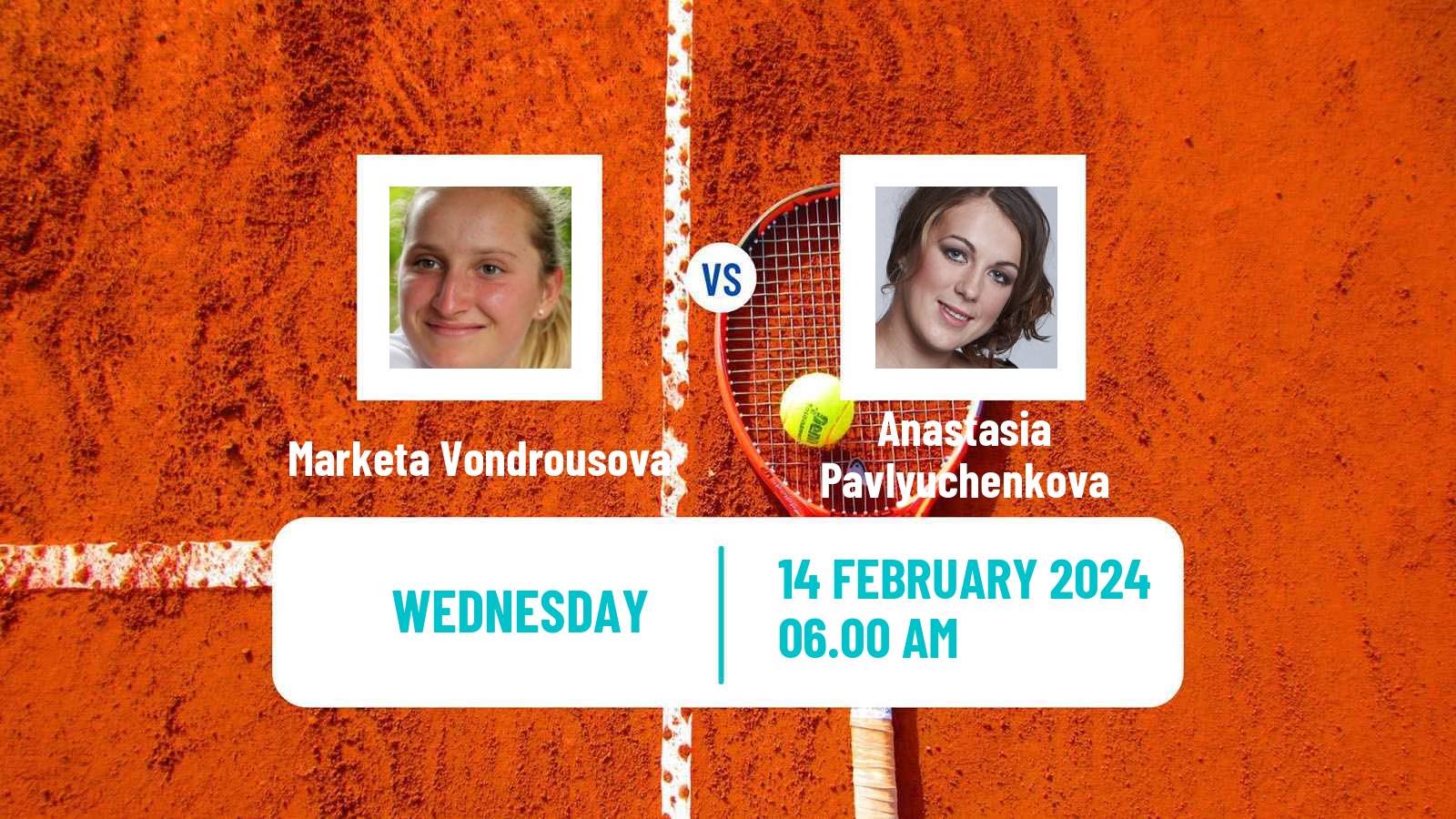 Tennis WTA Doha Marketa Vondrousova - Anastasia Pavlyuchenkova