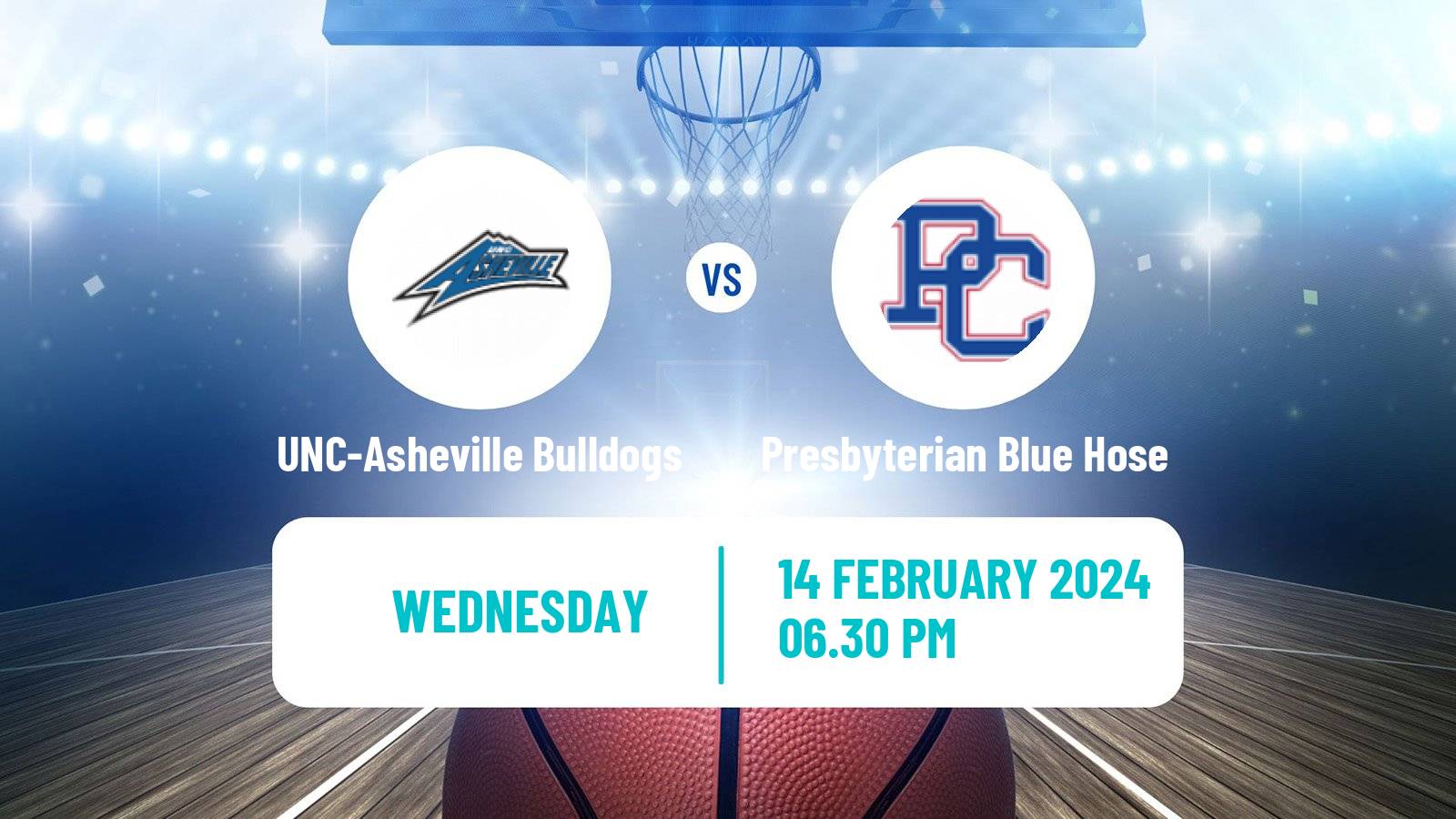 Basketball NCAA College Basketball UNC-Asheville Bulldogs - Presbyterian Blue Hose