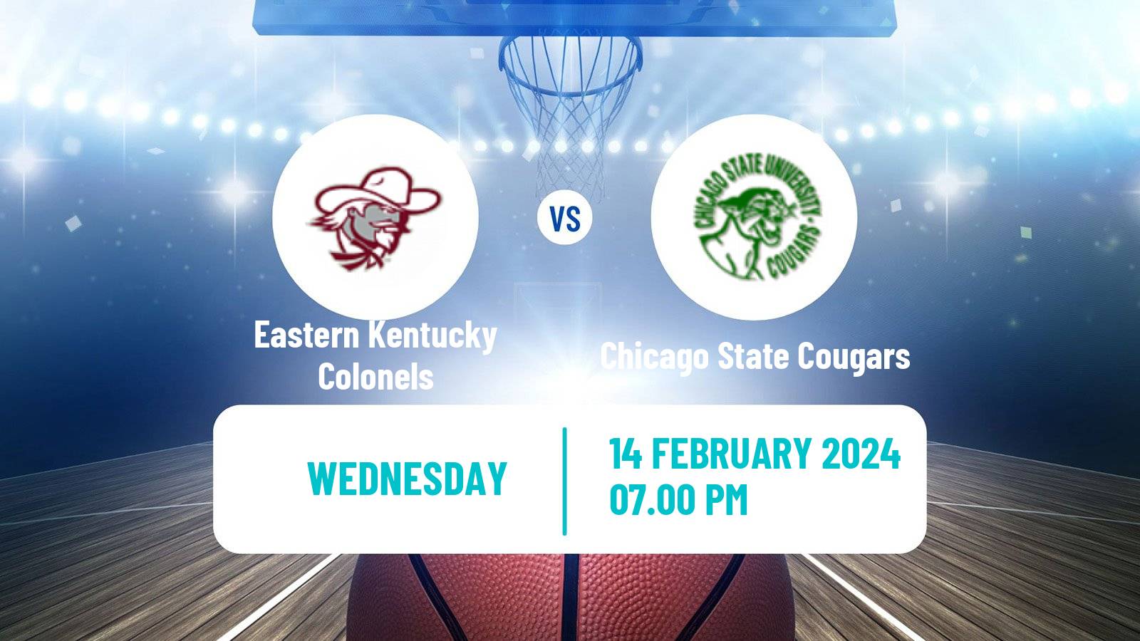 Basketball NCAA College Basketball Eastern Kentucky Colonels - Chicago State Cougars