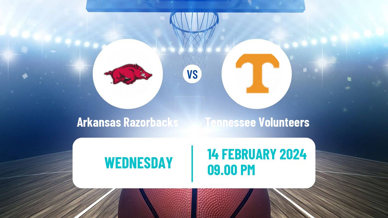 Basketball NCAA College Basketball Arkansas Razorbacks - Tennessee Volunteers