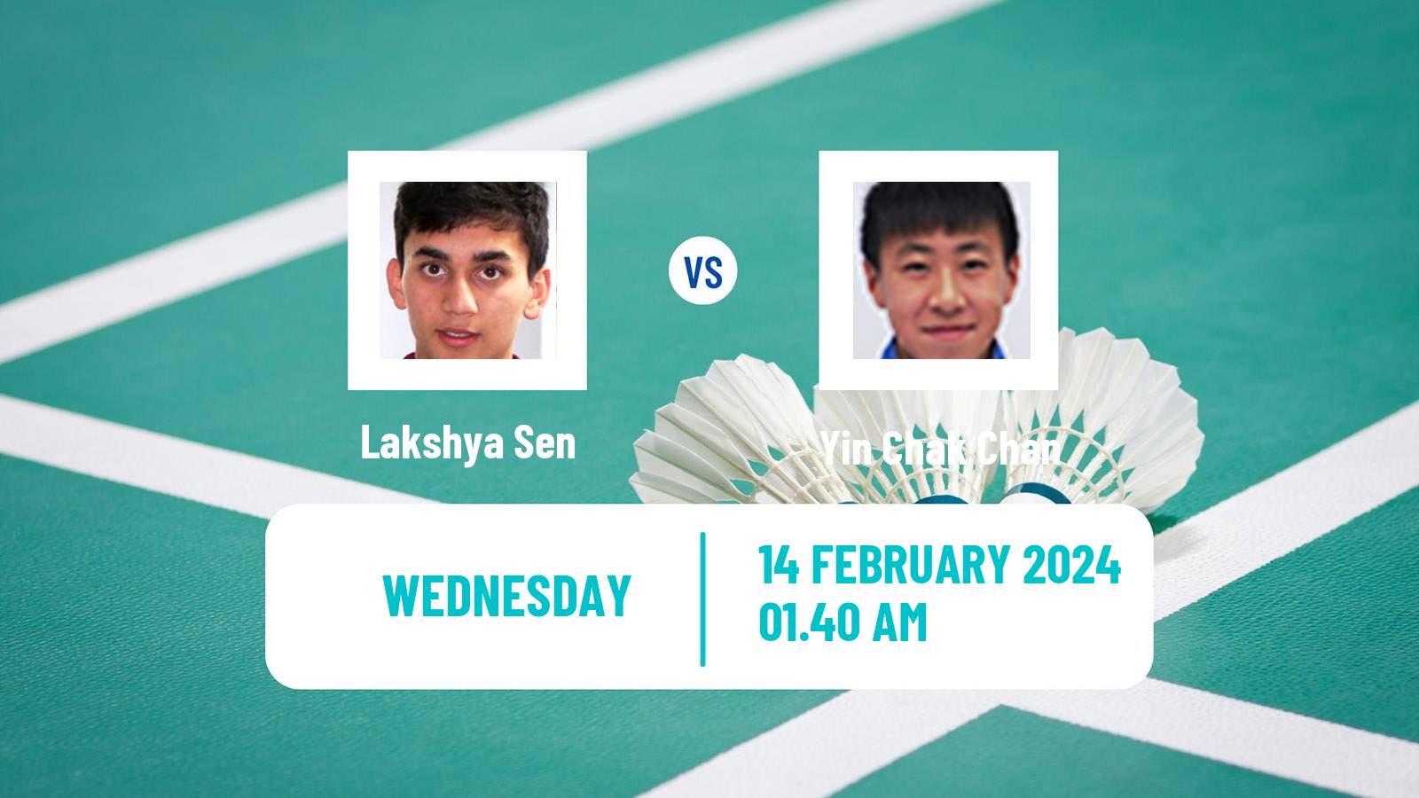 Badminton BWF Asia Championships Teams Men Lakshya Sen - Yin Chak Chan