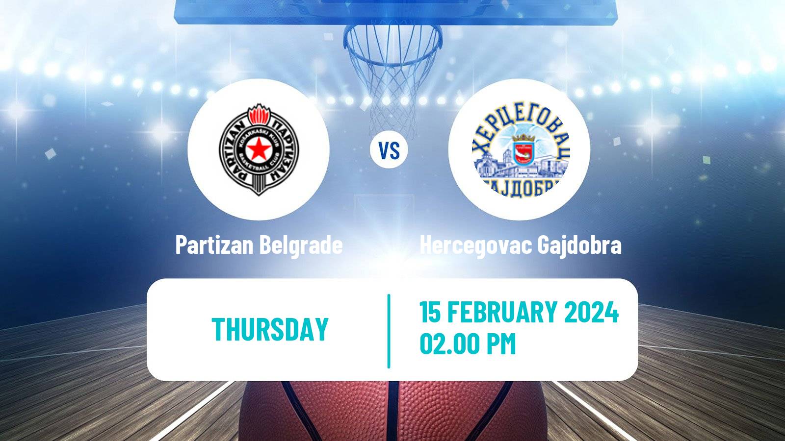 Basketball Serbian Korac Cup Partizan Belgrade - Hercegovac Gajdobra