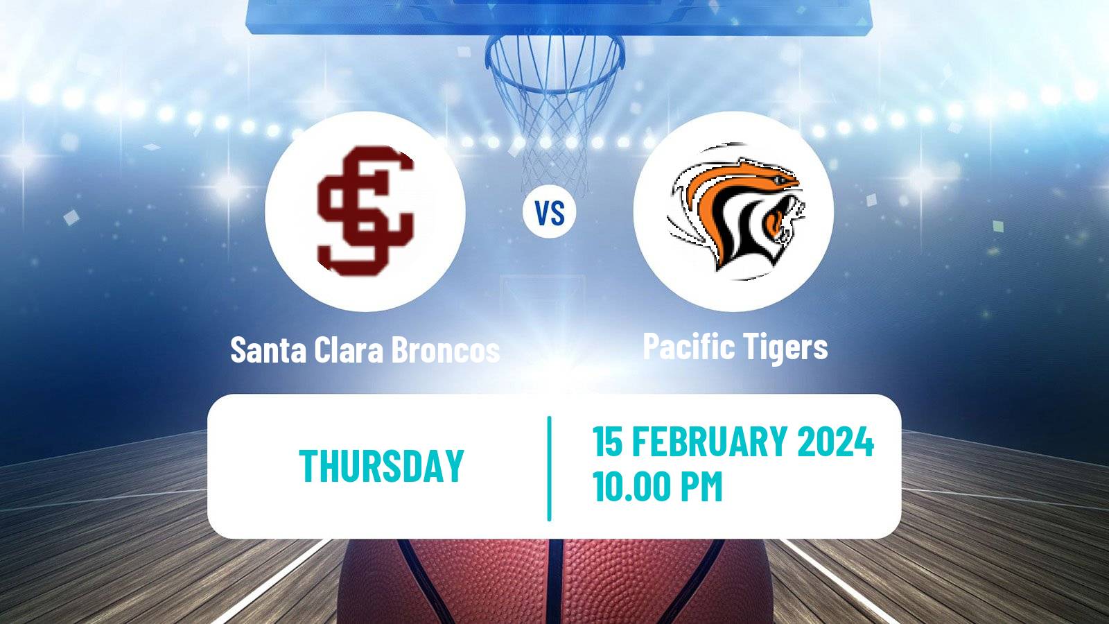 Basketball NCAA College Basketball Santa Clara Broncos - Pacific Tigers