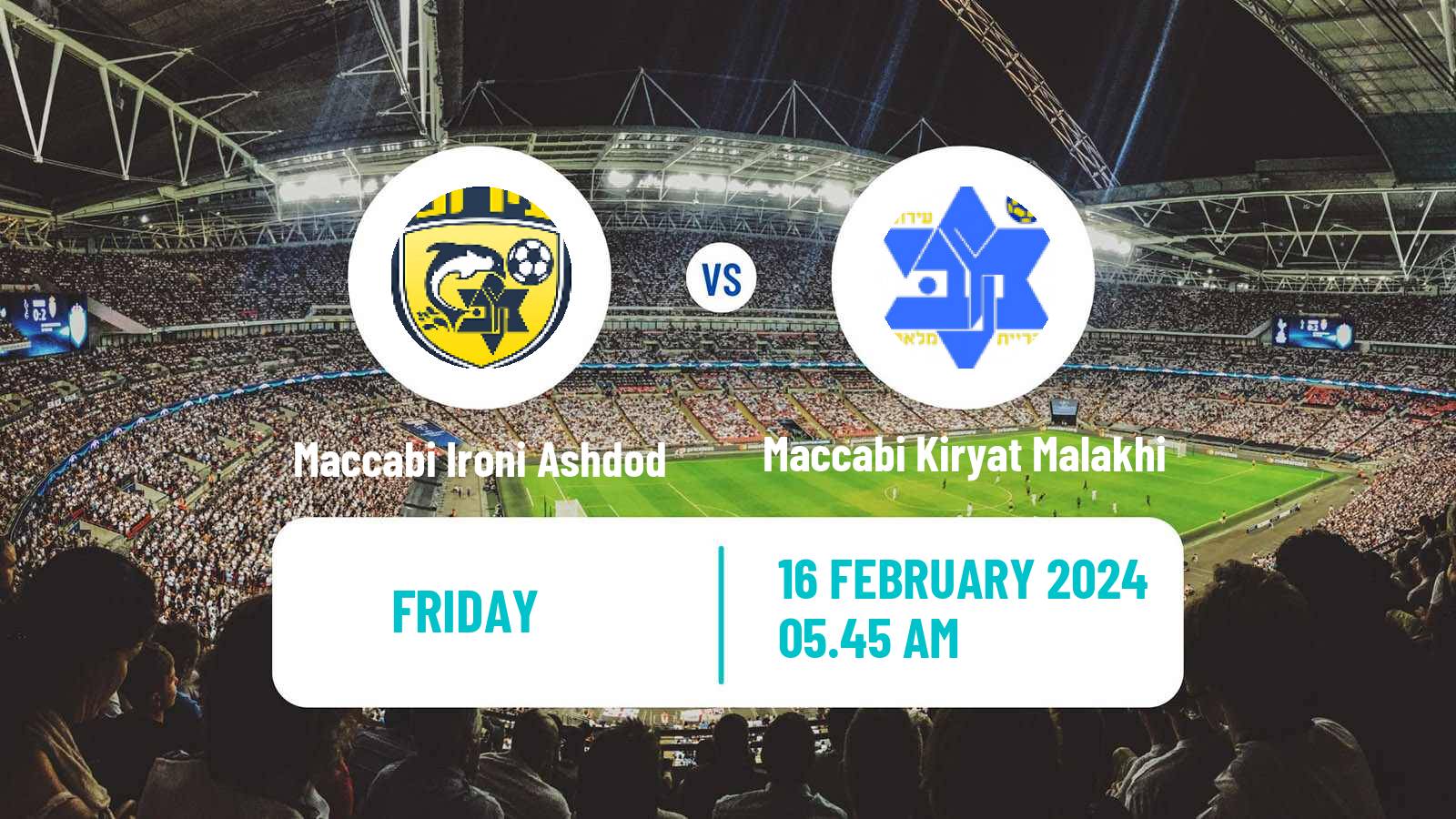 Soccer Israeli Liga Alef South Maccabi Ironi Ashdod - Maccabi Kiryat Malakhi