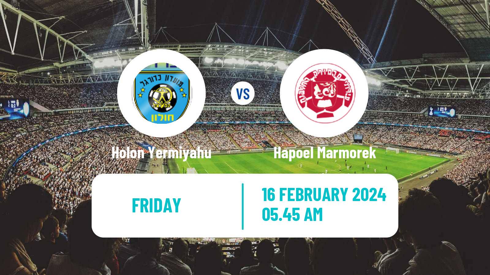 Soccer Israeli Liga Alef South Holon Yermiyahu - Hapoel Marmorek
